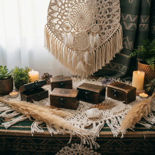 Joyero pequeño artesanal de madera de mango