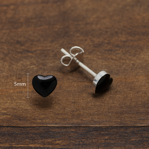 Pendientes Amor en Plata de Ley –  Corazón pequeño con abalón, nácar, coral y ónix