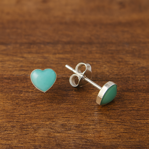 Pendientes Amor en Plata de Ley –  Corazón pequeño con abalón, nácar, coral y ónix