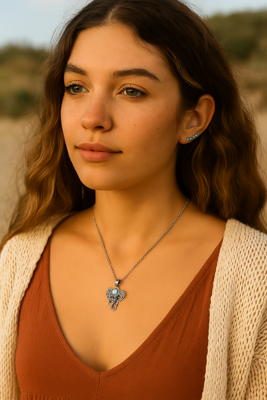Collar Briana en Plata de Ley 925 con Piedra Luna – Encanto Natural