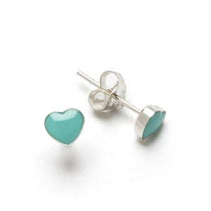 Pendientes Amor en Plata de Ley –  Corazón pequeño con abalón, nácar, coral y ónix