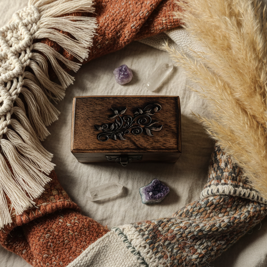 Joyero pequeño artesanal de madera de mango